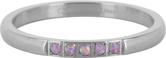 Ring Charmin's - Zilverkleurig Steentjes Paars Opaal