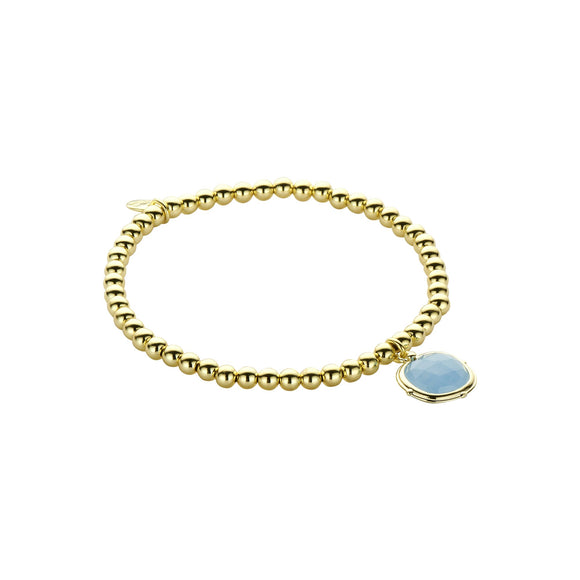Armband BIBA - Goudkleur Bolletjes Blauw Natuursteen (4 mm)