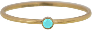 Charmin's - Ring Gold Met Geboortesteen Turquoise (december)