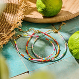 Enkelbandje BIBA Goudkleurig afgewerkt 21 + 5 cm Rose/Blauw/Geel Pastel