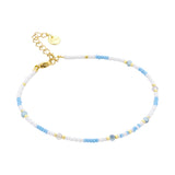 Enkelbandje BIBA Goudkleurig afgewerkt 21 + 5 cm Blauw + Wit