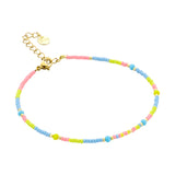 Enkelbandje BIBA Goudkleurig afgewerkt 21 + 5 cm Rose/Blauw/Geel