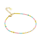 Enkelbandje BIBA Goudkleurig afgewerkt 21 + 5 cm Rose/Blauw/Geel