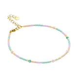 Enkelbandje BIBA Goudkleurig afgewerkt 21 + 5 cm Rose/Blauw/Geel Pastel