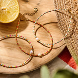 Enkelbandje BIBA Goudkleurig afgewerkt 21 + 5 cm Multicolor + glasparel