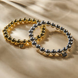 Armband BIBA - Zilverkleurig  Bolletjes (8 mm)