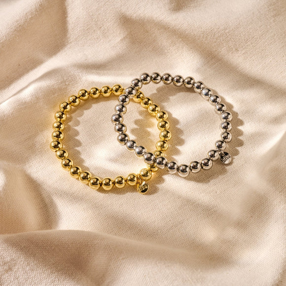 Armband BIBA - Zilverkleur Bolletjes (7 mm)