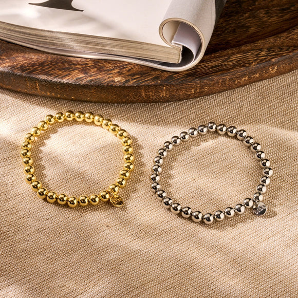 Armband BIBA - Zilverkleur Bolletjes (6 mm)