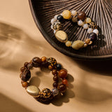 Armband BIBA - Set van 2 armbanden Nikkelvrij Bruin tinten plus goud