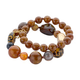 Armband BIBA - Set van 2 armbanden Nikkelvrij Bruin tinten plus goud