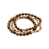 Armband BIBA - Set van 3 elastische armbandjes Nikkelvrij Bruin (Cats eye)