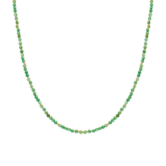 Ketting BIBA - Goudkleur Natuursteen Groen (40 + 8cm)