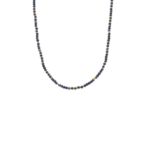 Ketting BIBA - Goudkleur Natuursteen Blauw (40 + 8 cm)