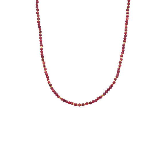 Ketting BIBA - Goudkleur Natuursteen Rood (40 + 8 cm)