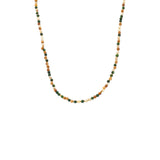 Ketting BIBA - Goudkleur Natuursteen Multicolor Groen (40 + 8 cm)