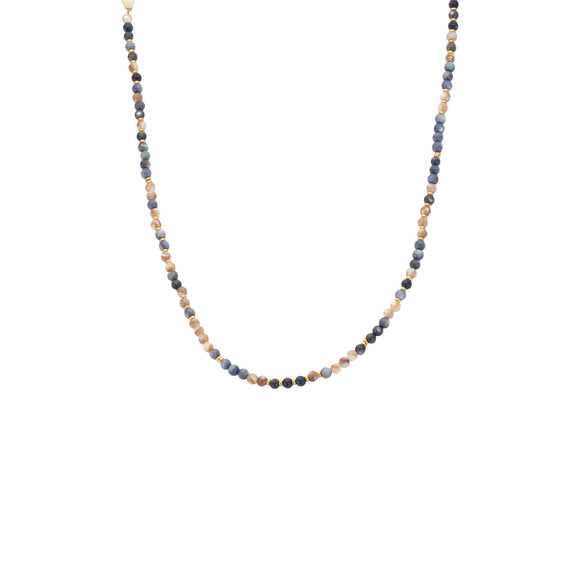 Ketting BIBA - Goudkleur Natuursteen Grijs (40 + 8 cm)