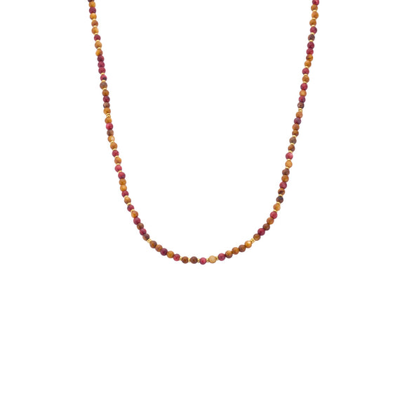 Ketting BIBA - Goudkleur Natuursteen Multicolor (40 + 8 cm)
