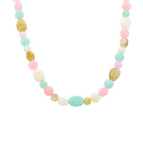 Ketting BIBA - Goudkleur Groen/Roze/Beige(40 + 8 cm)