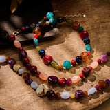 Ketting BIBA - Goudkleurig Multicolor (blauw/bruin/beige/paars)