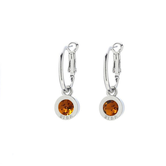 Oorbel BIBA - Creool Zilverkleur Crystal Oranje 20 mm