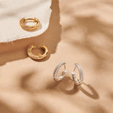 Oorbellen BIBA - Creool Goudkleurig Rond + Crystal