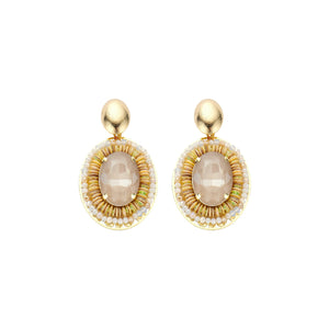 Oorbellen BIBA - Goudkleur Beige Crystal