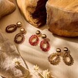 Oorbellen BIBA - Goudkleur Rood/Bordeaux