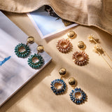 Oorbellen BIBA - Goudkleur Petrol Crystal