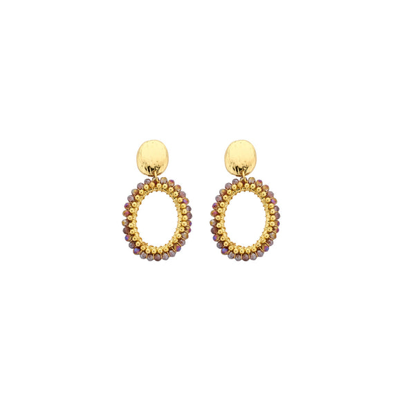 Oorbellen BIBA - Goudkleurig Paars