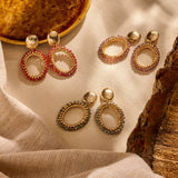 Oorbellen BIBA - Goudkleurig Blauw