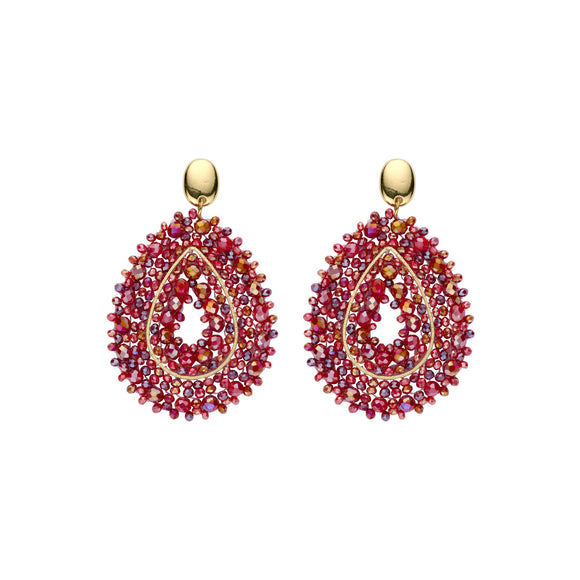 Oorbellen BIBA - Goudkleurig Rood/Bordeaux