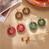 Oorbellen BIBA - Goudkleur Rood Crystal