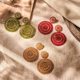 Oorbellen BIBA - Goudkleurig Rood/Bordeaux