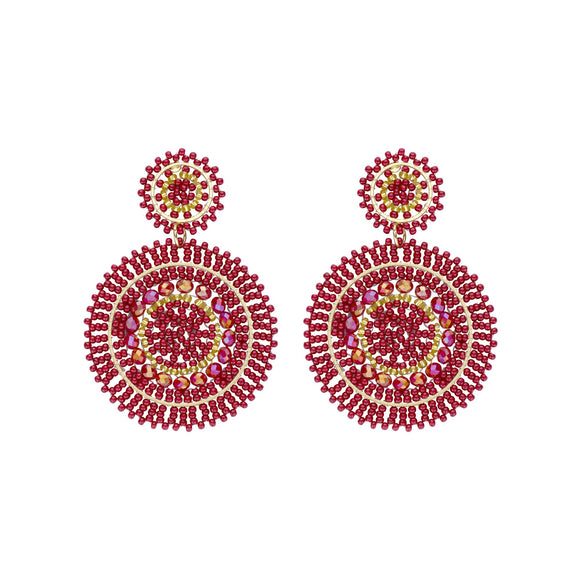 Oorbellen BIBA - Goudkleurig Rood/Bordeaux