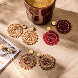 Oorbellen BIBA - Goudkleurig Rood/Bordeaux