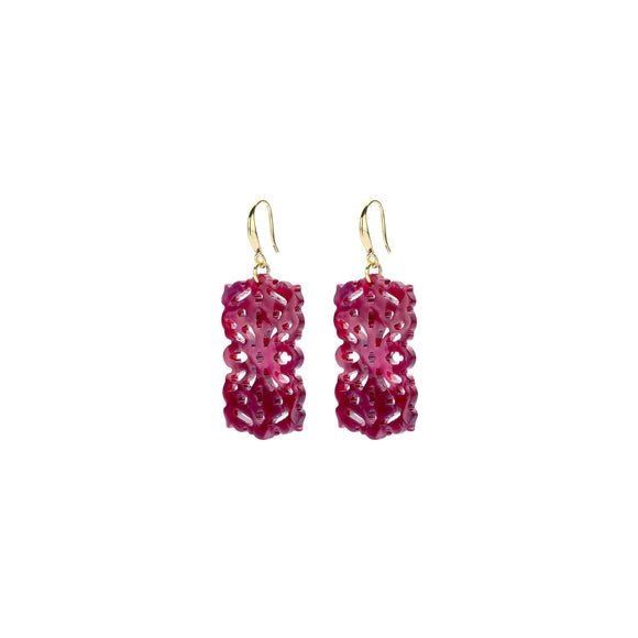 Oorbellen BIBA - Goudkleur Bordeaux rood