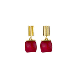 Oorbellen BIBA - Goudkleur Rood