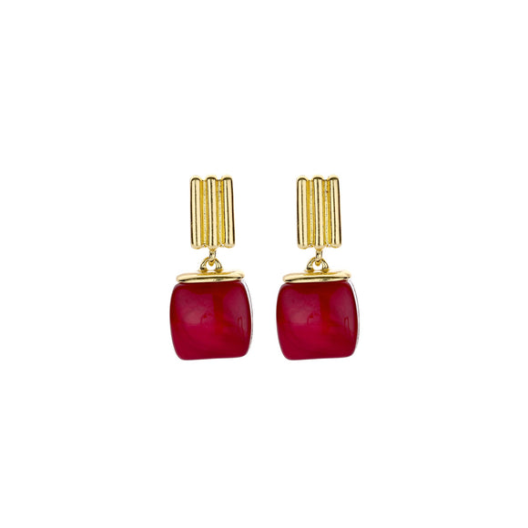 Oorbellen BIBA - Goudkleur Rood