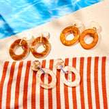 Oorbellen BIBA - Goudkleurig Beige / Oranje