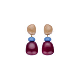 Oorbellen BIBA - Goudkleurig Beige/Paars
