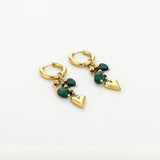 Oorbellen - Oorring  Goudkleur Groen plus hartje