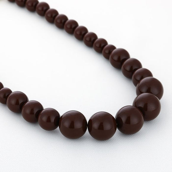 Ketting Stainless Steel- Goudkleur Kralen Bruin