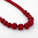 Ketting Stainless Steel- Goudkleur Kralen Wine Rood