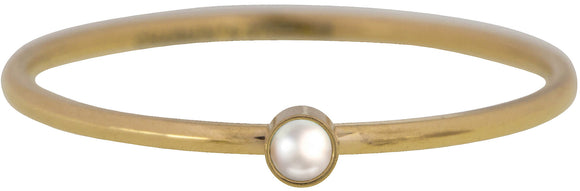 Charmin's - Ring Gold Met Geboortesteen Pearl (juni)