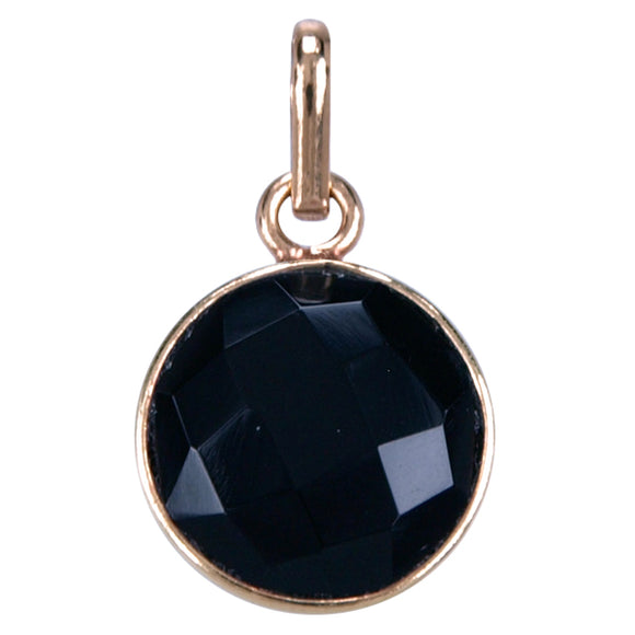 Hanger Goud Op Zilver Onyx Rond