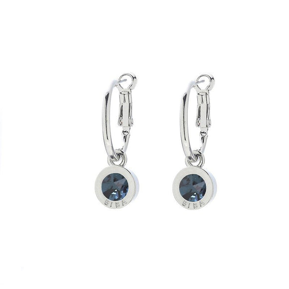 Oorbel BIBA - Creool Zilverkleur Crystal Blauw Denim 20 mm