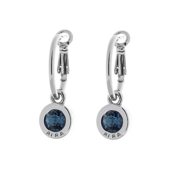 Oorbel BIBA - Creool Zilverkleur Crystal Blauw-Montana 20 mm