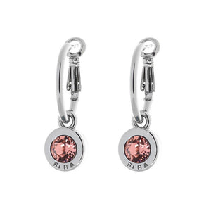 Oorbel BIBA - Creool Zilverkleur Crystal Roze 20 mm