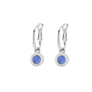 Oorbel BIBA - Creool Zilverkleur Crystal Blauw-Sapphire 20 mm