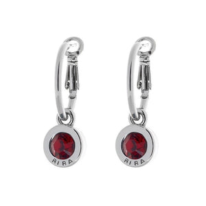 Oorbel BIBA - Creool Zilverkleur Crystal Rood-SIAM 20 mm